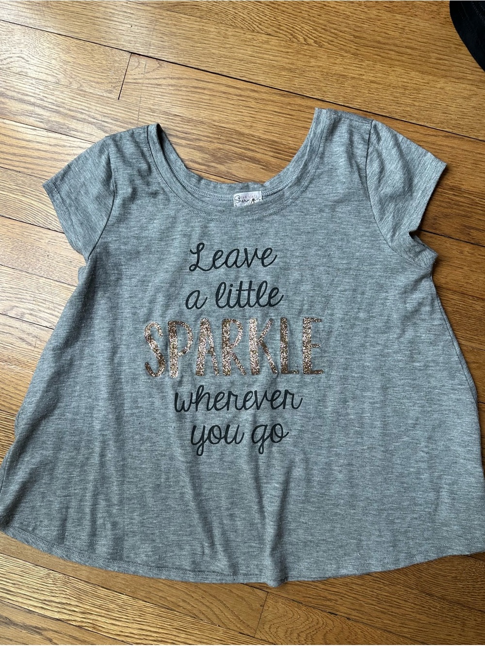 Ten Sixty Sherman Gray Short Sleeve Tee with Rose Gold Sequin SPARKLE